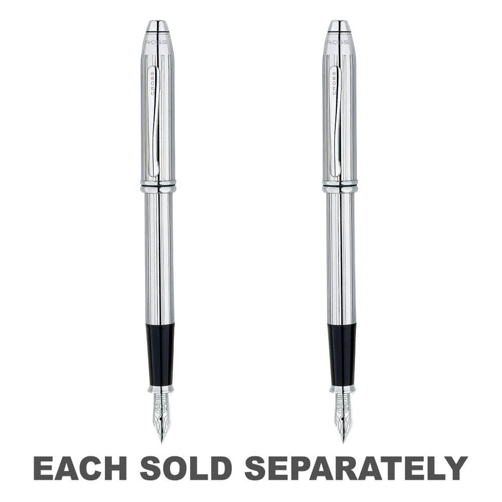 Stylo de fontaine chromée brillante avec garniture PVD noire brillante