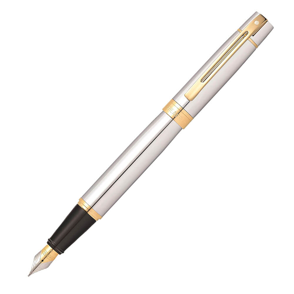 Sheaffer 300 Chrome Fine Fountain Pen avec garniture en or