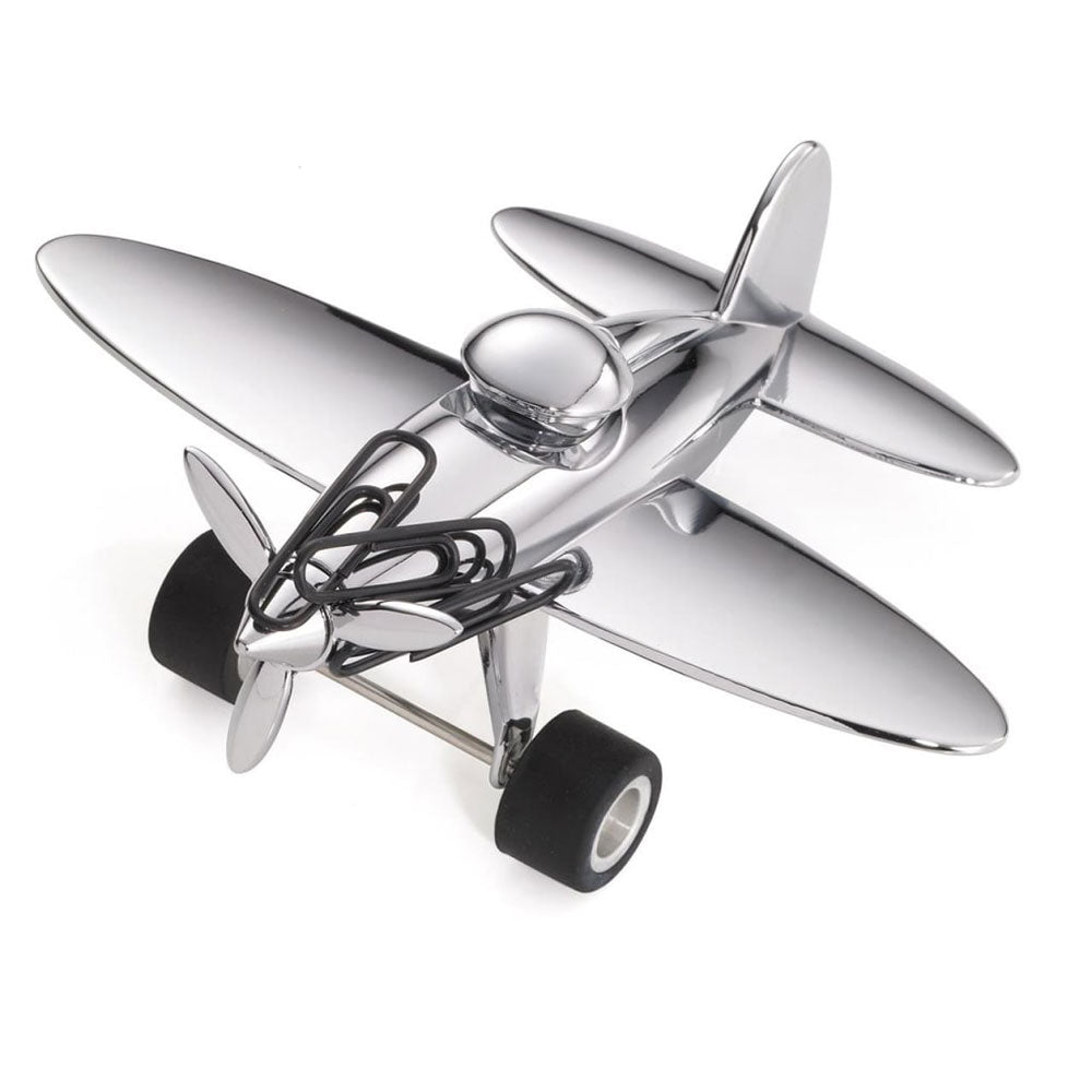 Porte-trombone en avion Troika et poids papier (argent)