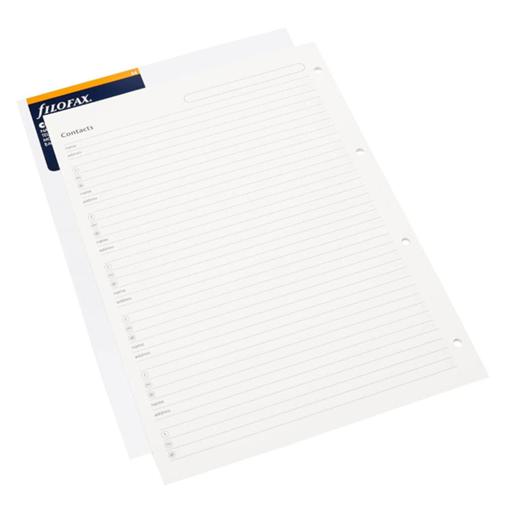 Filofax M2 Nom / Adresse / Email / PH / FX / MOBILE NOTEPAPER INSERT