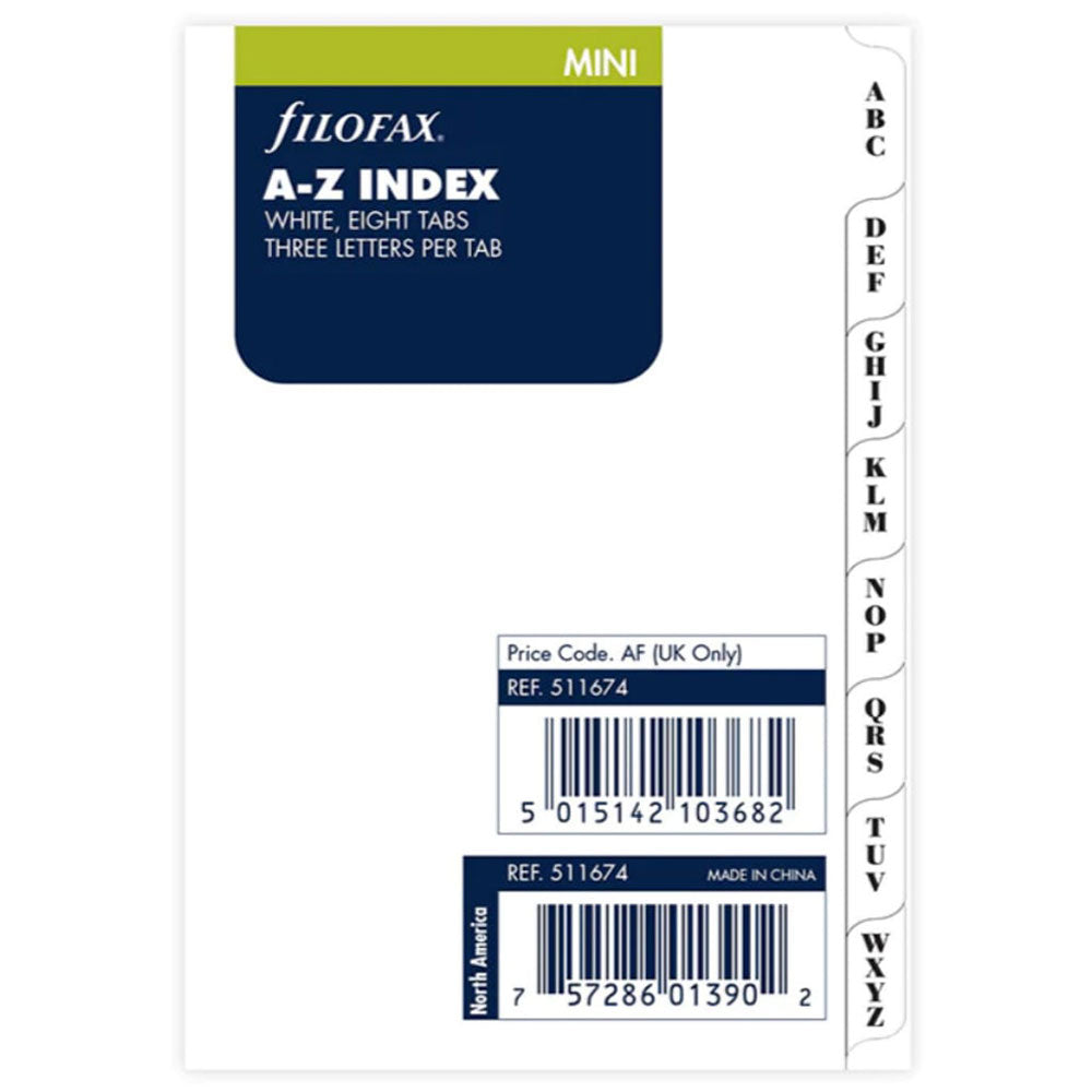 Filofax Mini A-Z 3 Lettres / Tab Index Readeau (Coton Cream)