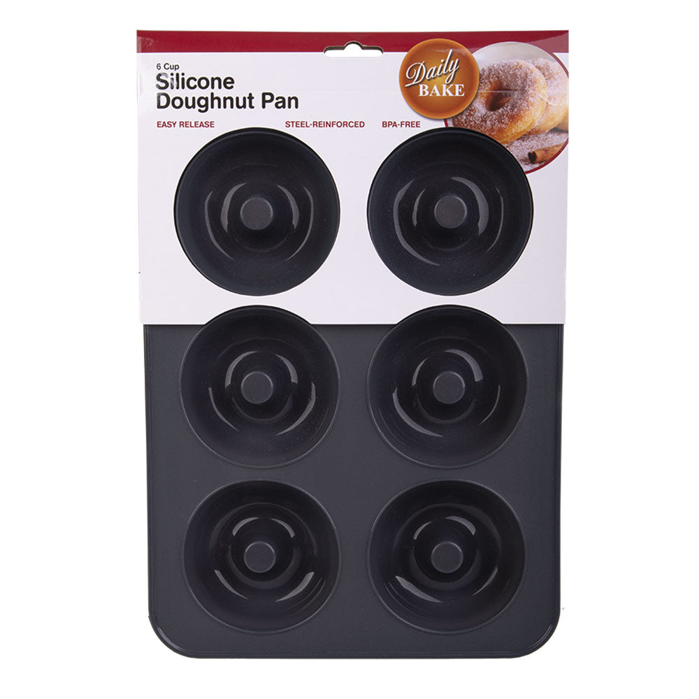 Pan de beignet quotidienne en silicone 6 tasse (charbon de bois)
