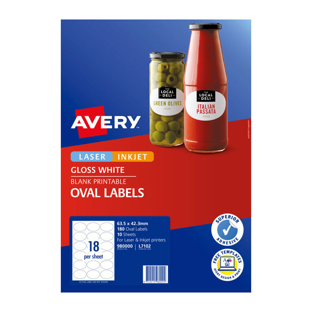 Avery ovale labls 18up 10pk