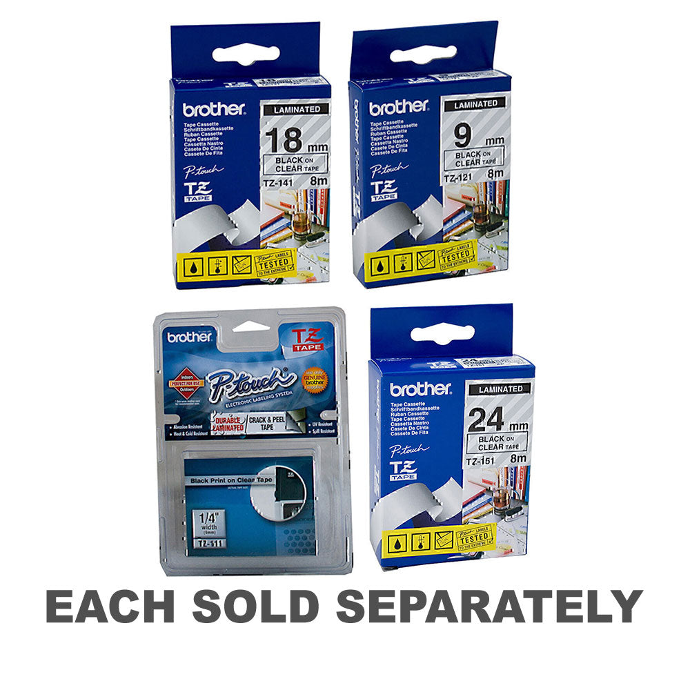 Frère Latined Black sur un bandeau d'étiquetage transparent