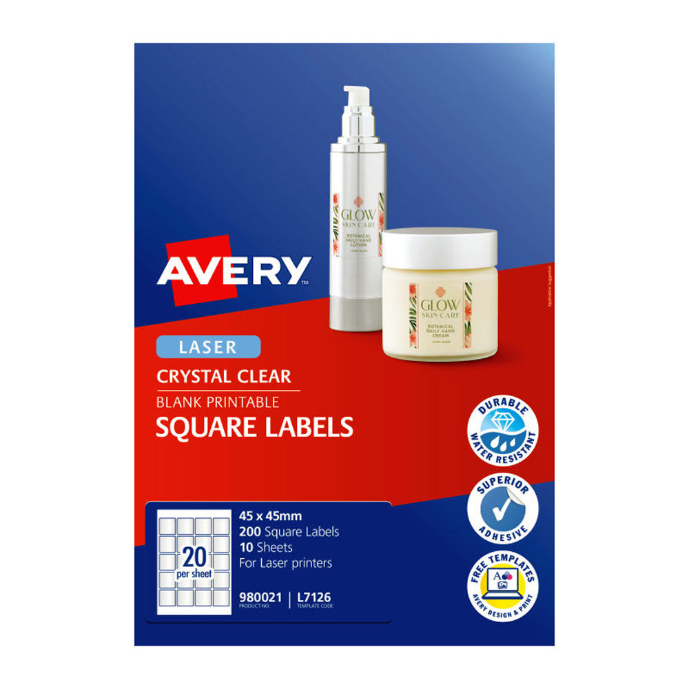 Avery Square Labels 20Up 20pk (clair)