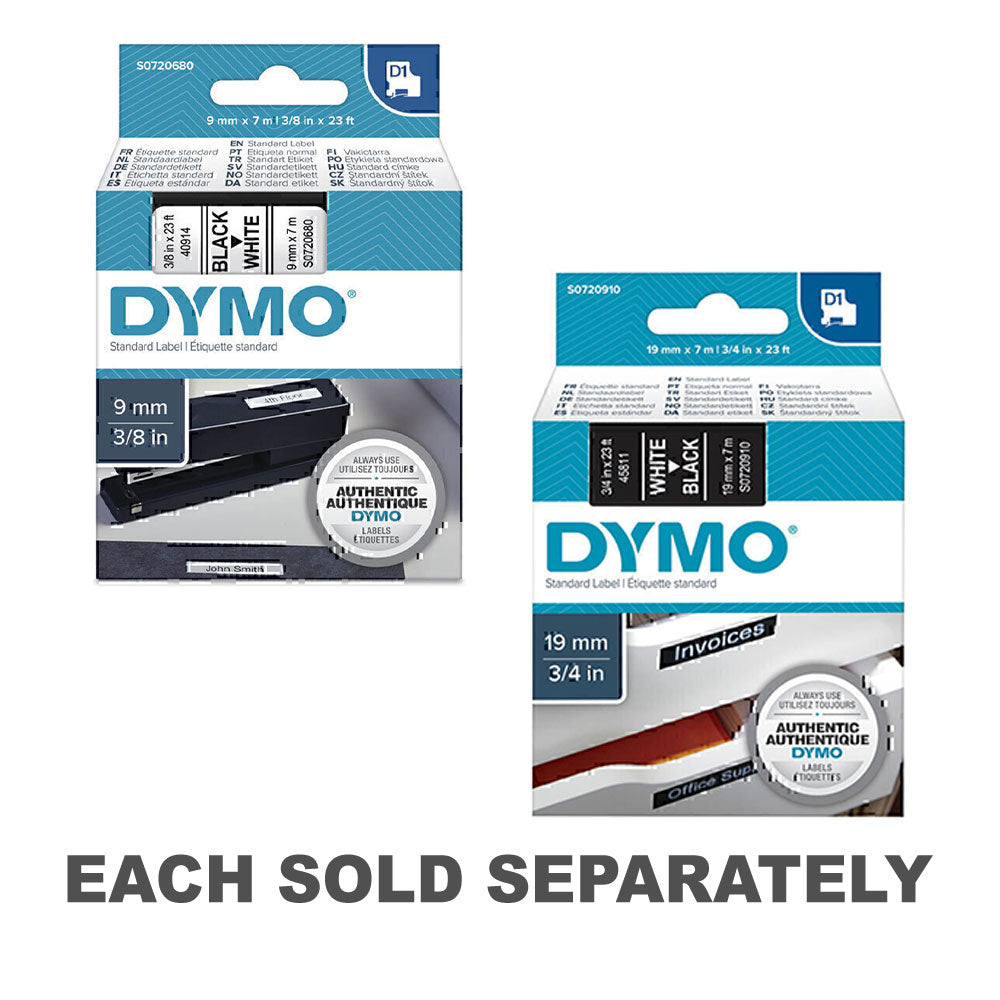 Dymo noir sur bande de marquage blanc