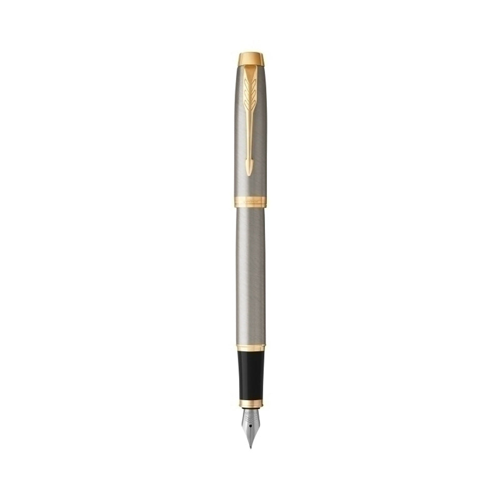 Parker IM Core Brossed Metal Gold Trim Fountain stylo