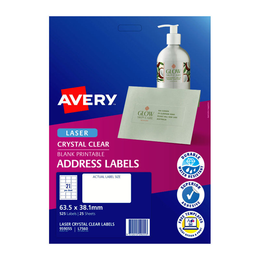 Avery Clear Address Label 21up 25pk