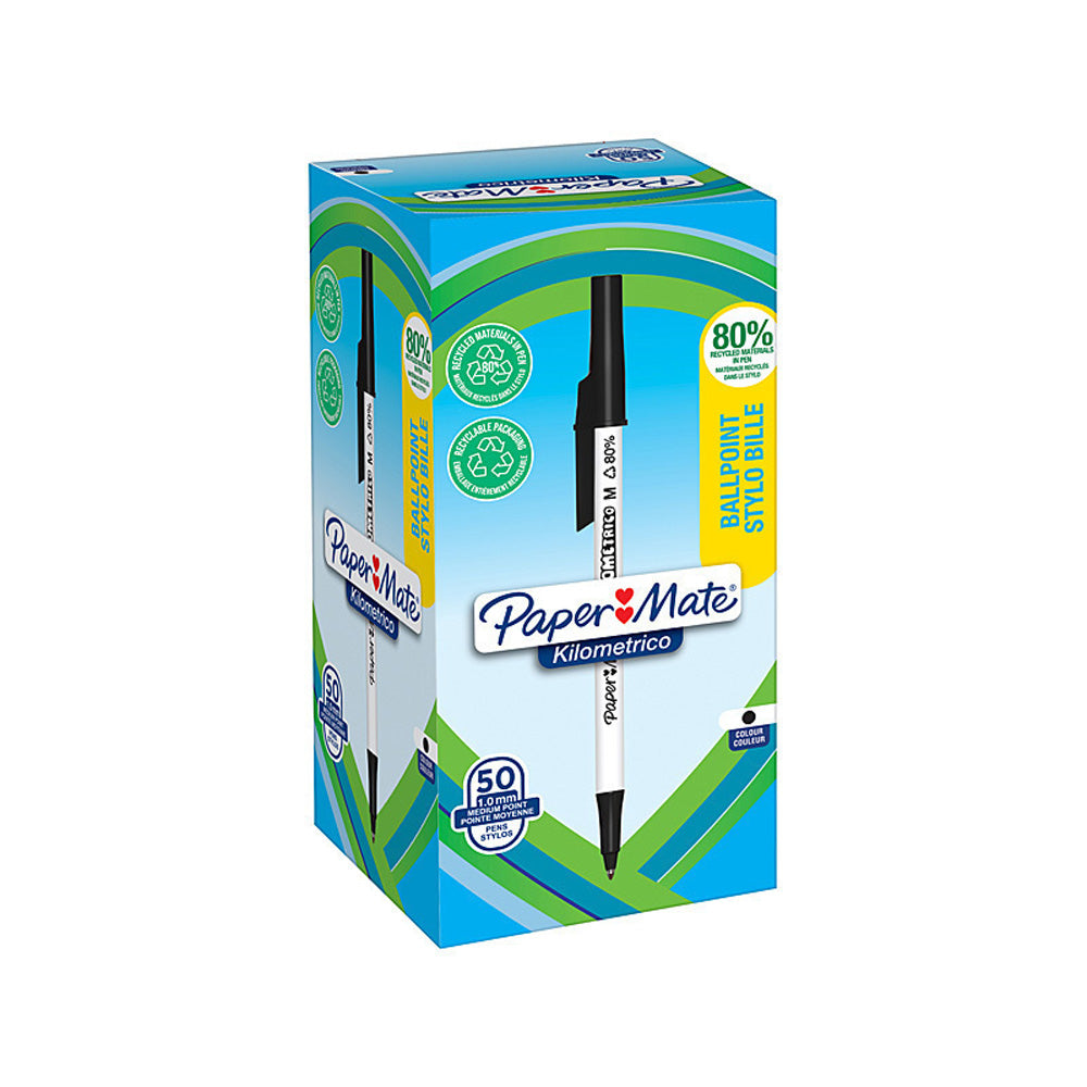 Paper Mate Kilometrico Black Ballpoint Pen (boîte de 5)