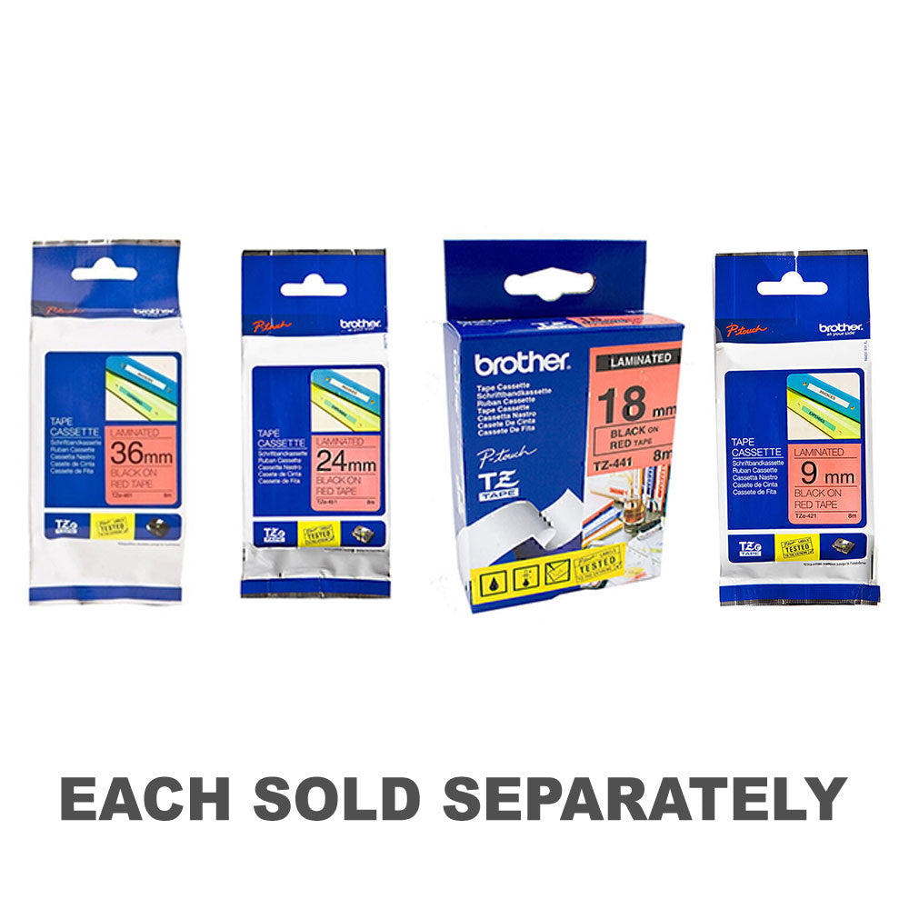 Brother Latined Black on Red Étiquetage rouge