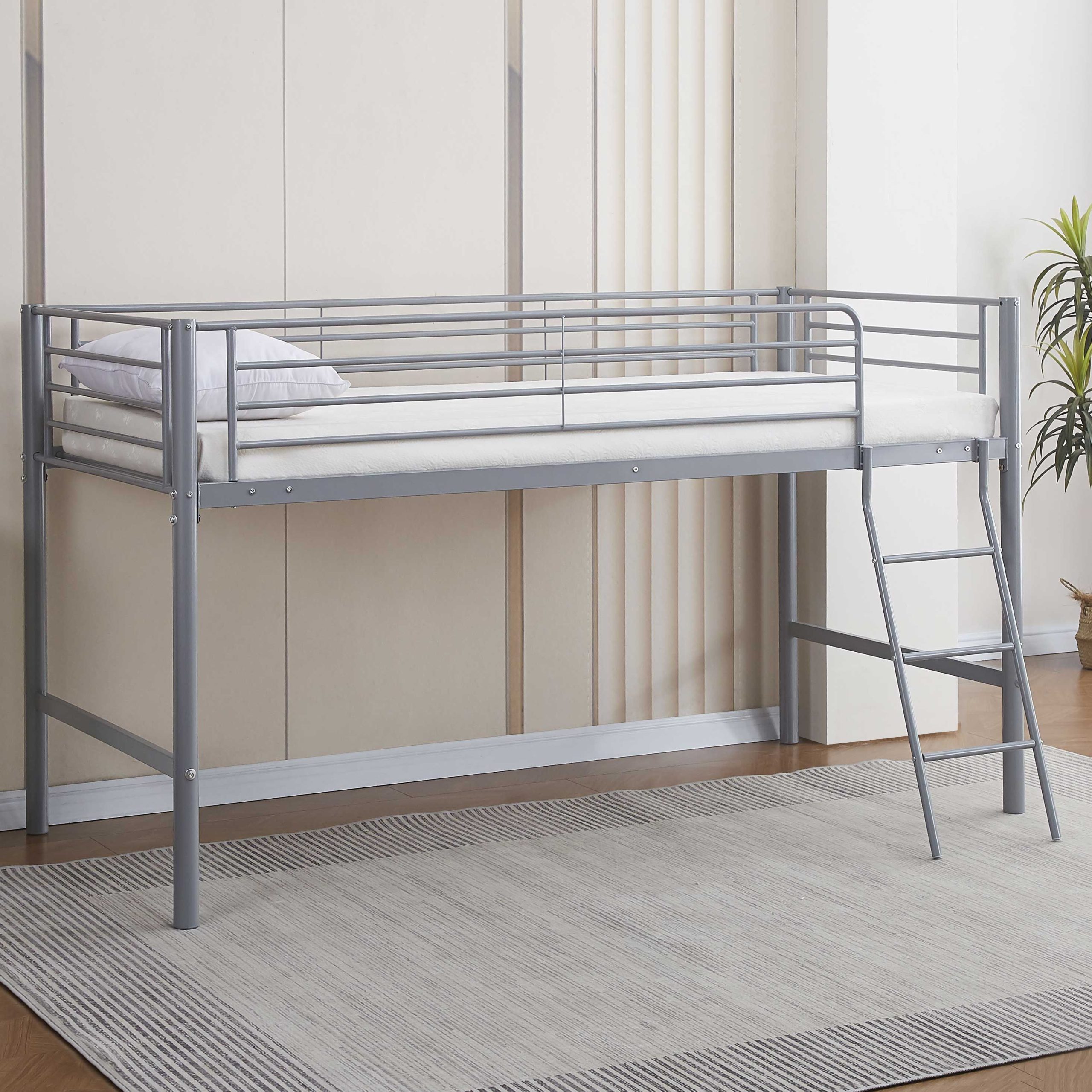 Lit mi-hauteur Julie 90x200cm - métal - gris mat