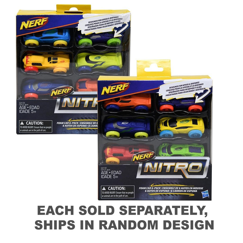 Nerf nitro mousse voiture 6-pack (sélectionné au hasard)