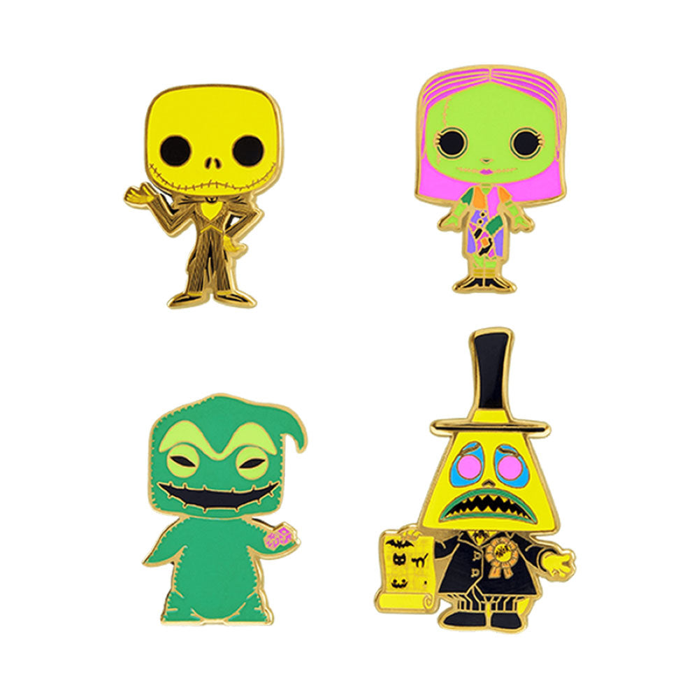 Nightmare Before Christmas Blacklight ENAMEL PIN Set 4pk
