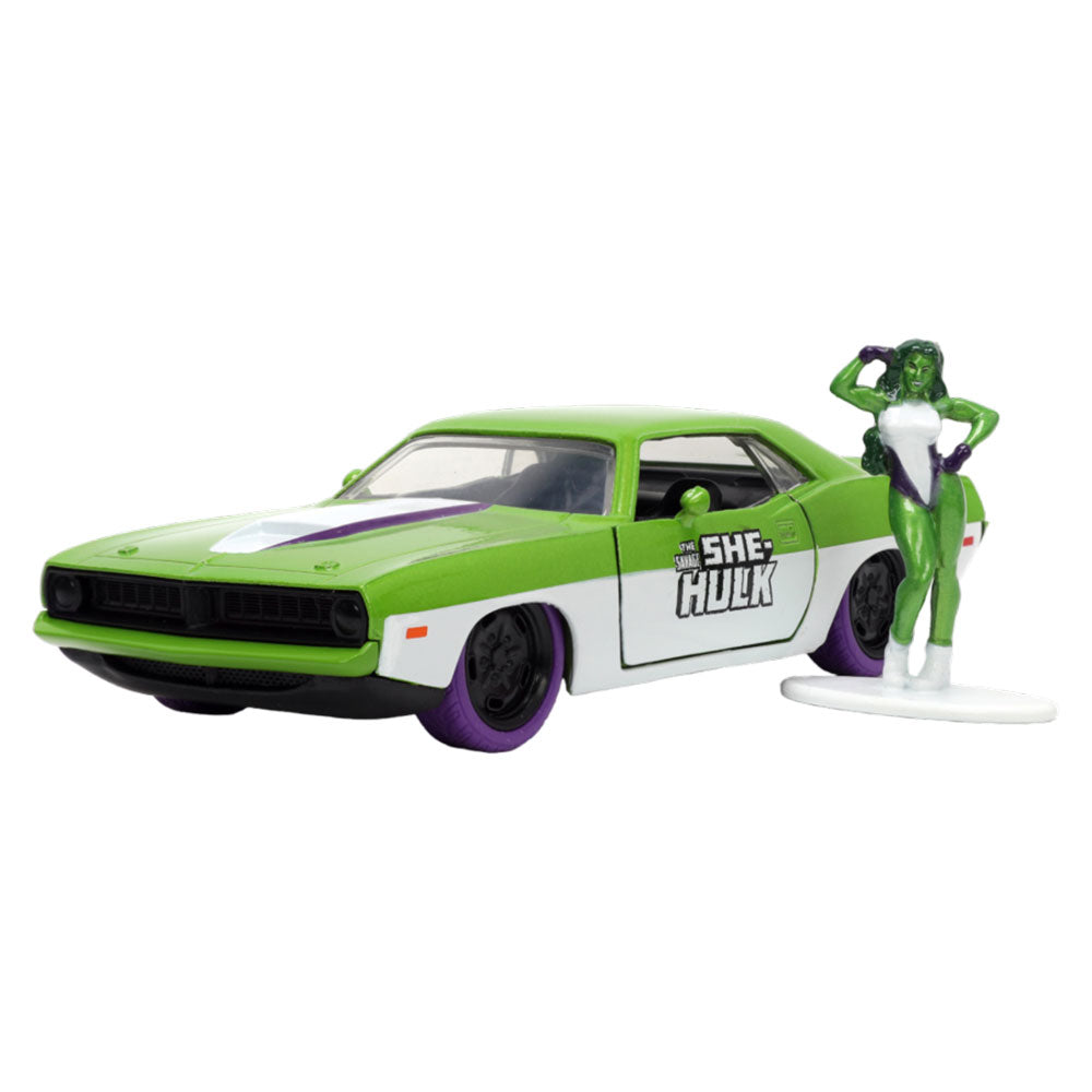 1973 Plymouth Barracuda 1:32 Véhicule à l'échelle avec She-Hulk