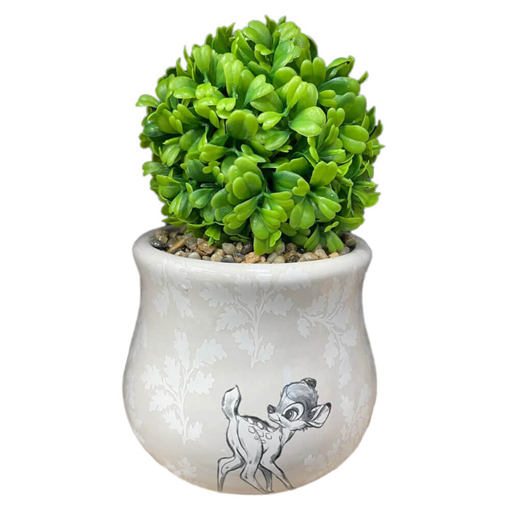 Disney Forest Friends Bambi Ceramic Planter avec une fausse plante