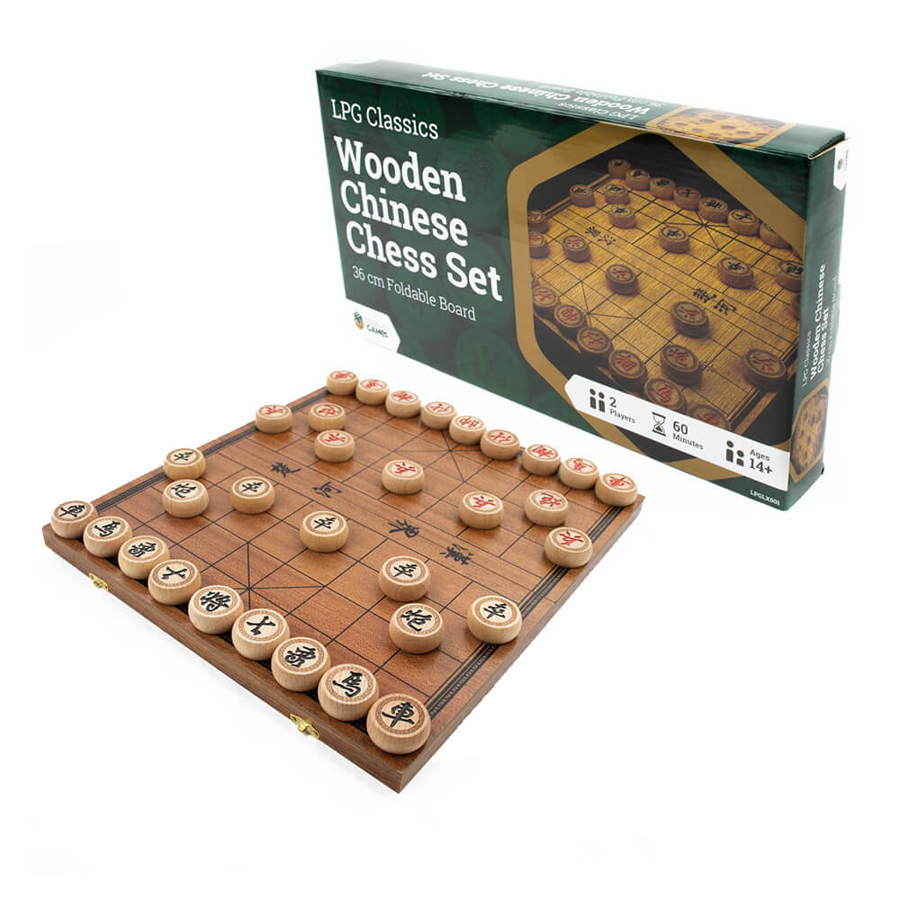 Classiques GPL Ensemble d'échecs chinois en bois avec planche pliable 35 cm