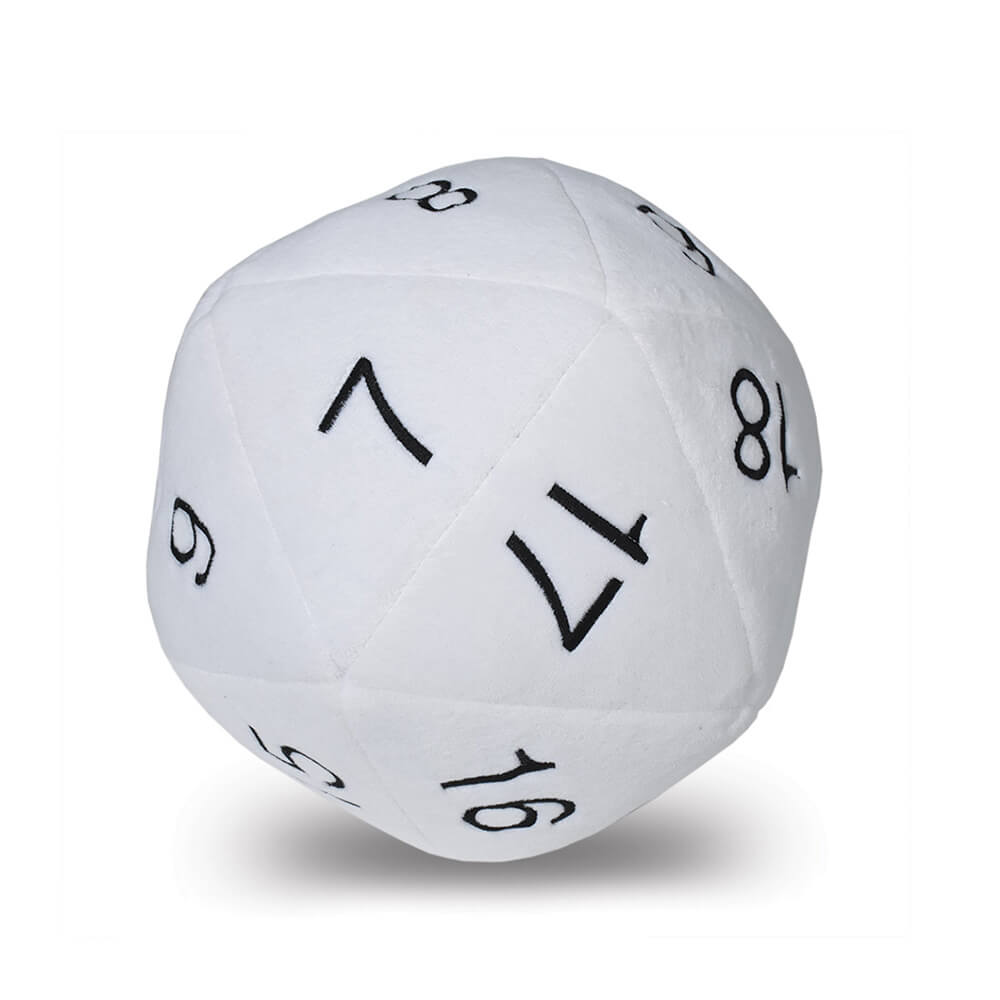 Jumbo D20 Dice Plush (blanc et noir)