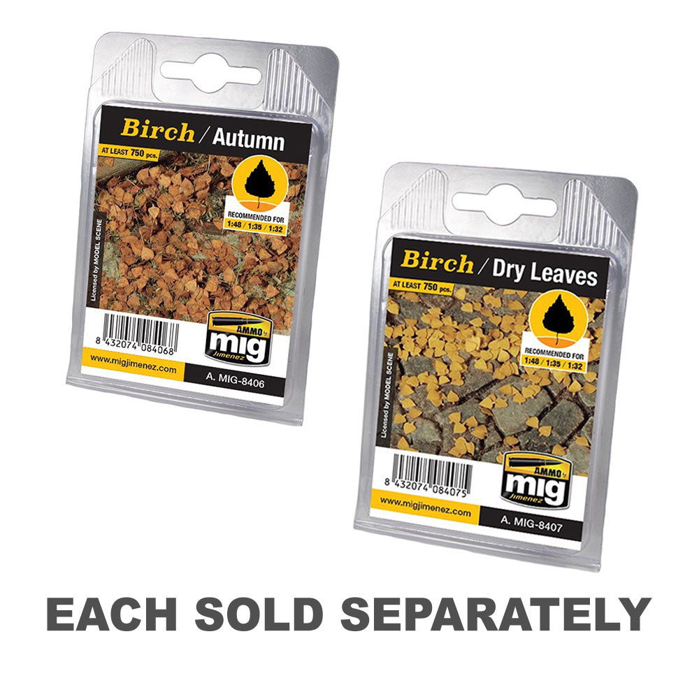 Mamo par mig dioramas birch feuilles