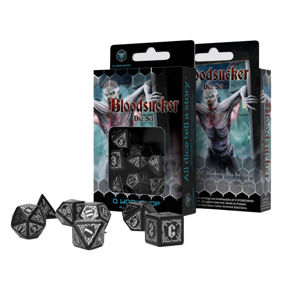 Q Atelier BloodSucker Dice Set 7pcs (noir et argent)