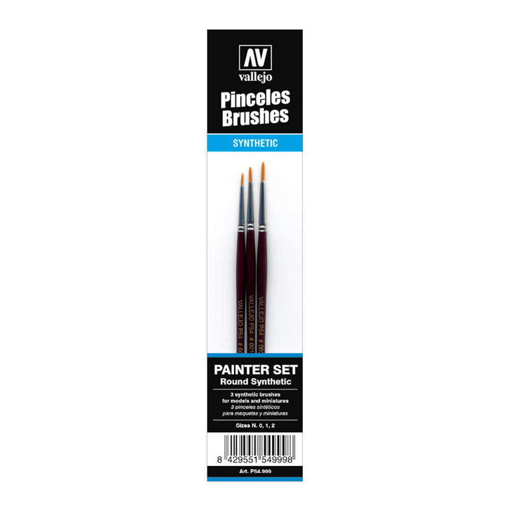 Ensemble de brosse à fibre synthétique Round Vallejo (tailles 0, 1, 2)