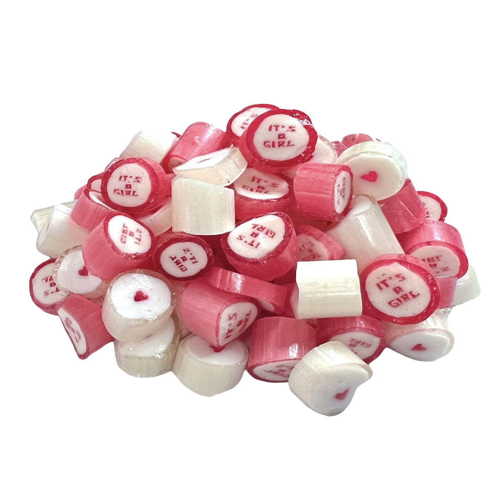 Rose et blanc "c'est une fille" Rock Candy 1kg
