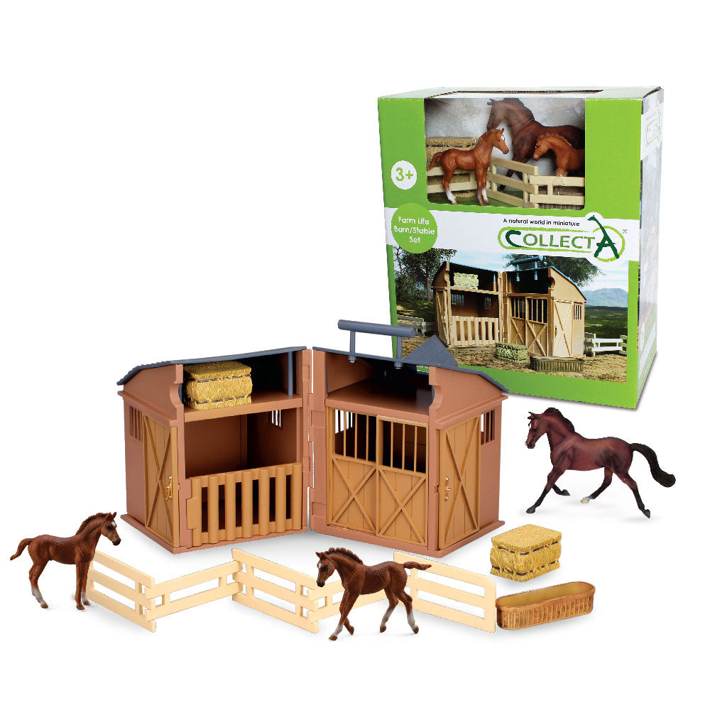 Collecta Stable Playset avec des chevaux