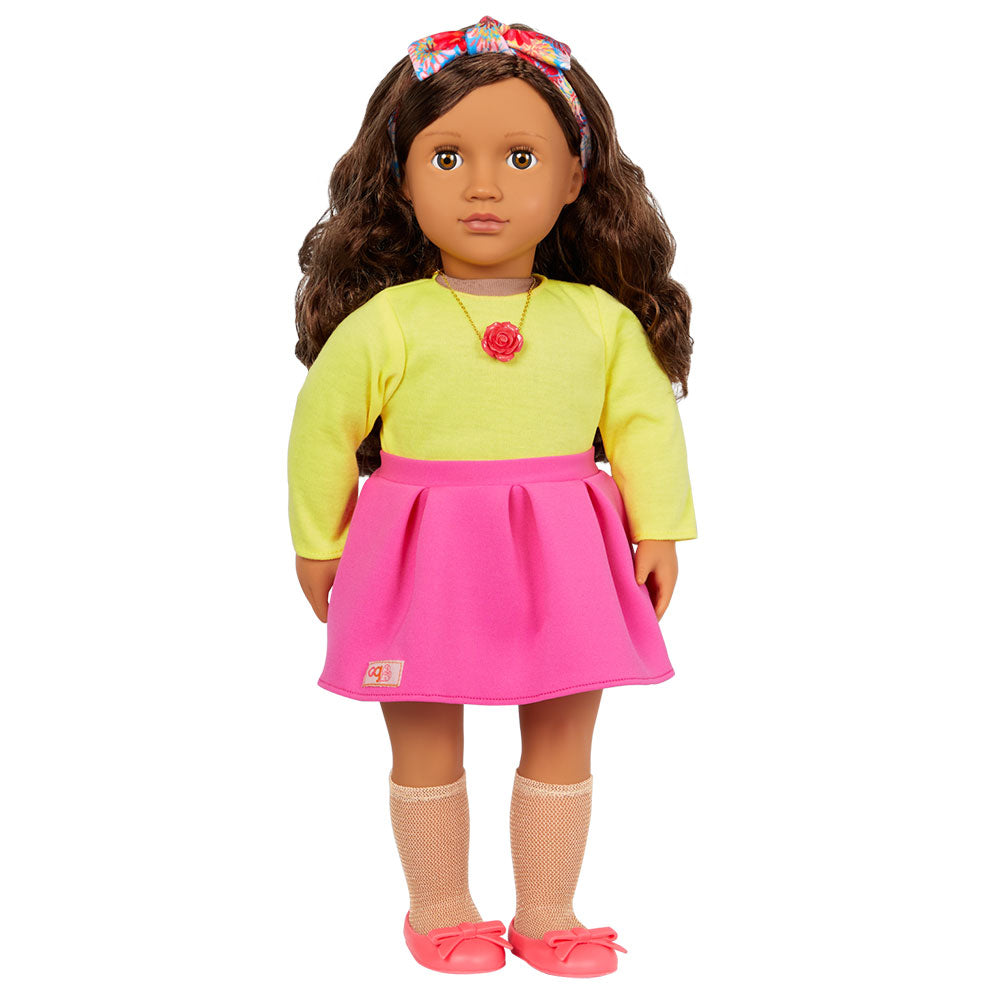 Doll Patricia avec jupe rose et collier de fleurs 46 cm