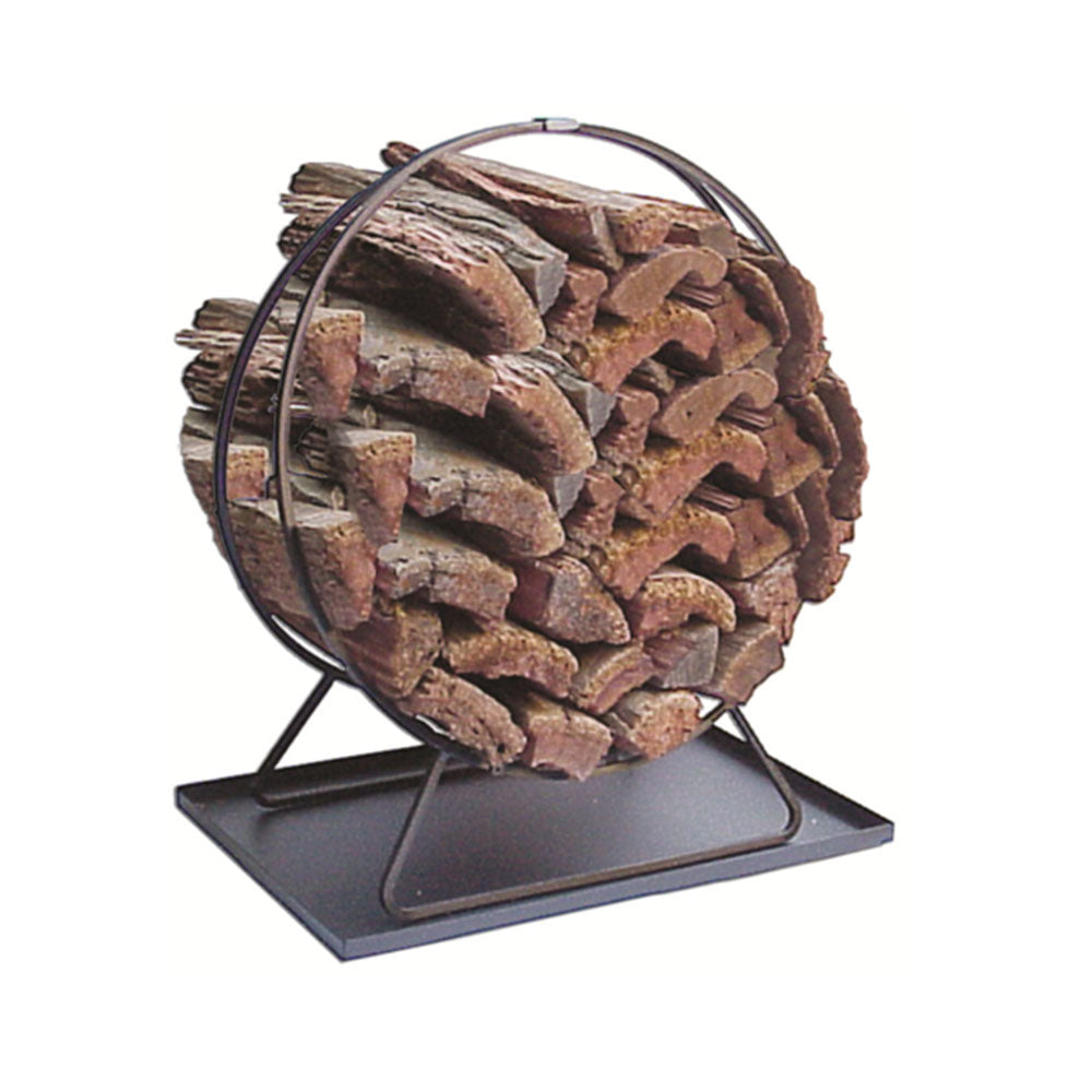 61 cm dia x 70 cm Rack de bûche à anneau en bois de haut en acier avec plateau