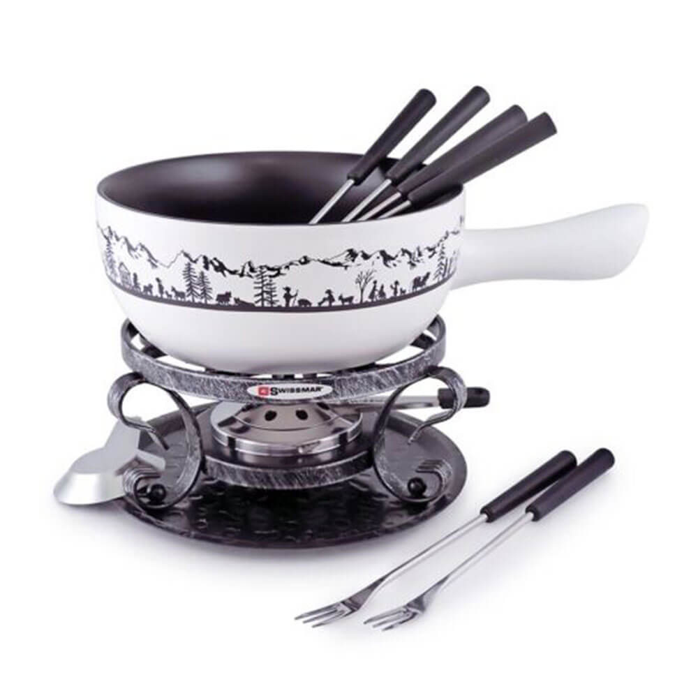 Swissmar Heidi Ceramic Fondue Set 9pcs (noir / blanc)