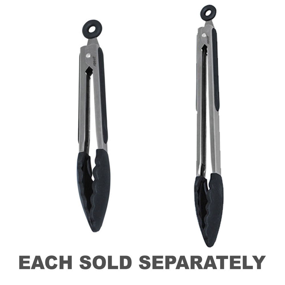 Poigne en acier inoxydable pinces en silicone (noir)