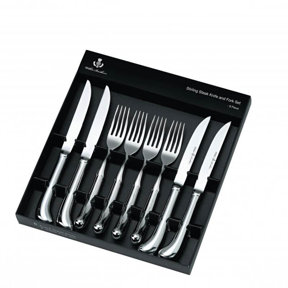 Couteau de steak de pistolet Wilkie et fourche 8pcs