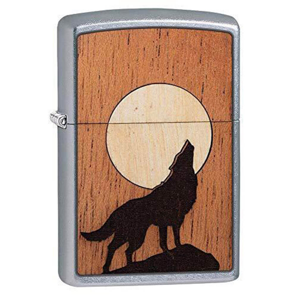 Zippo Woodchuck Wolf avec une incrustation de lune plus légère