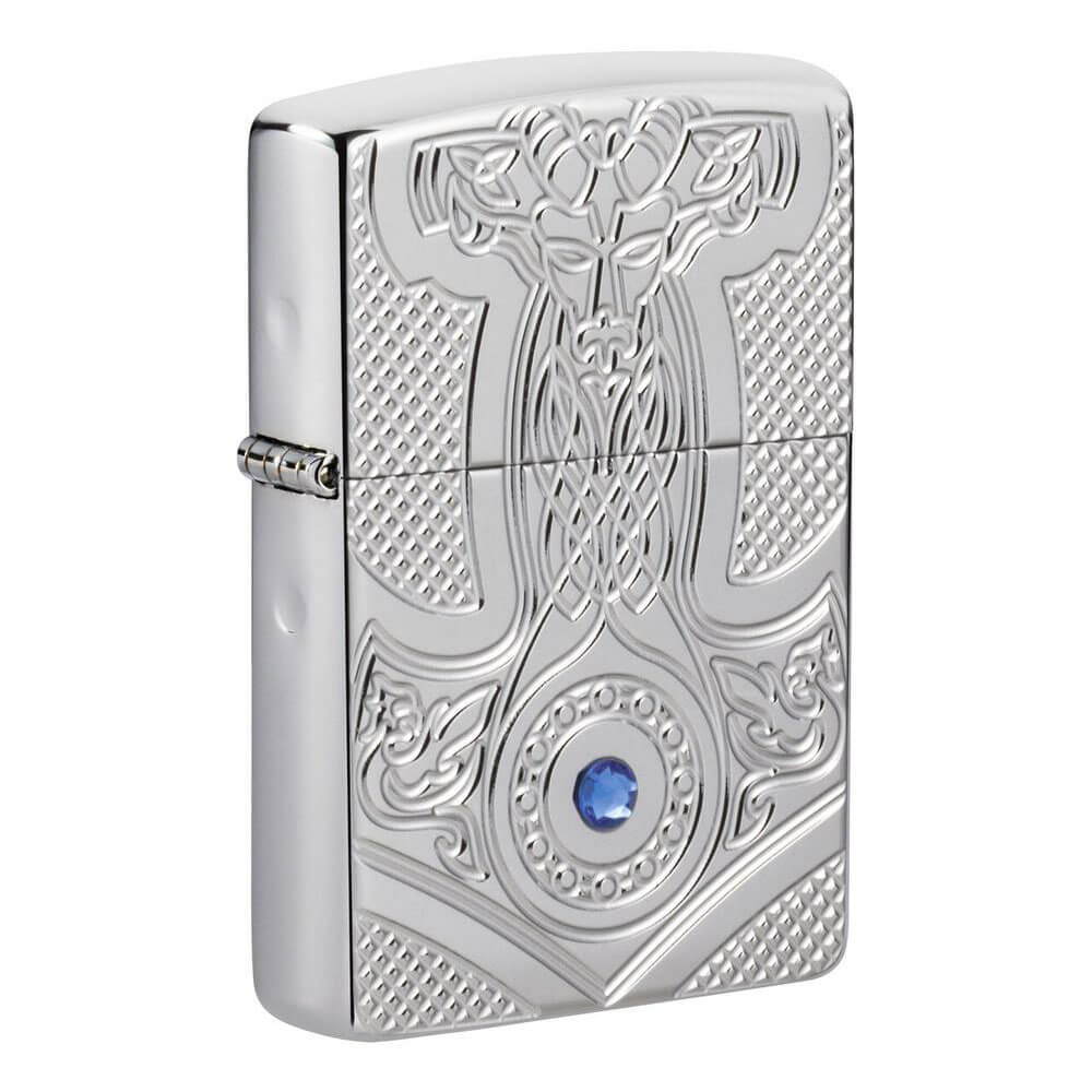 Briquet de chrome high polonais élevé Swarozski Zippo Swarozski