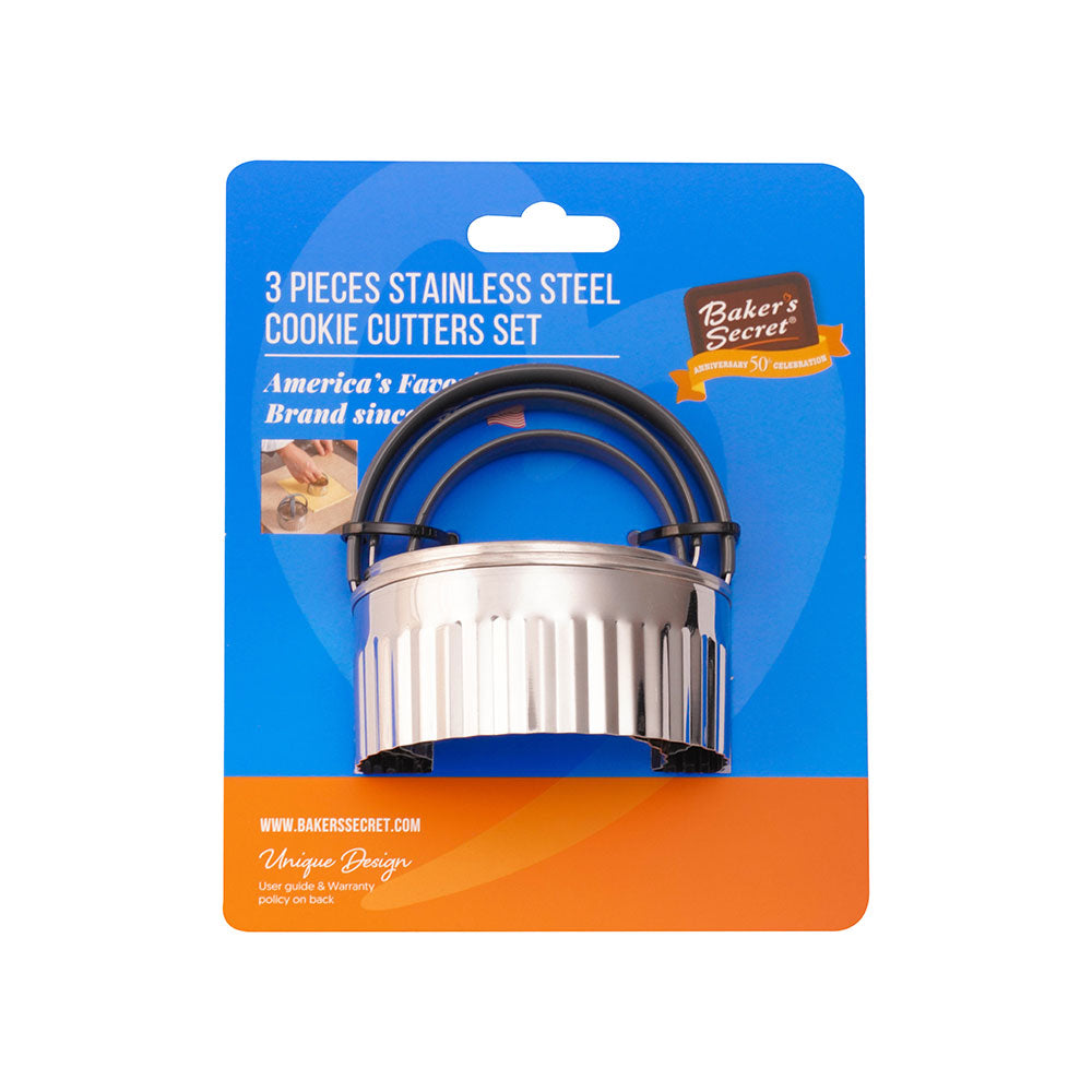 Bakers Secret Tainless Steel Cookie Cutter (ensemble de 3)