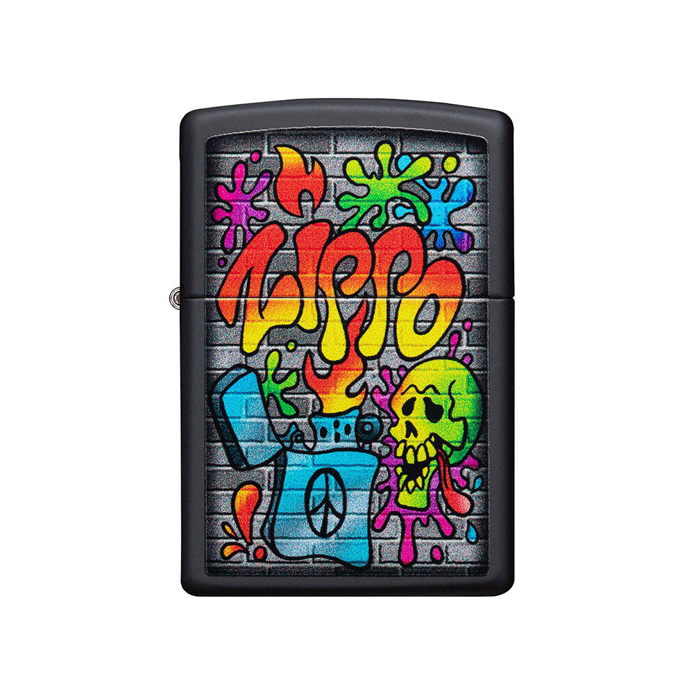 Zippo Street Art Design Windproofing plus léger (noir mat)