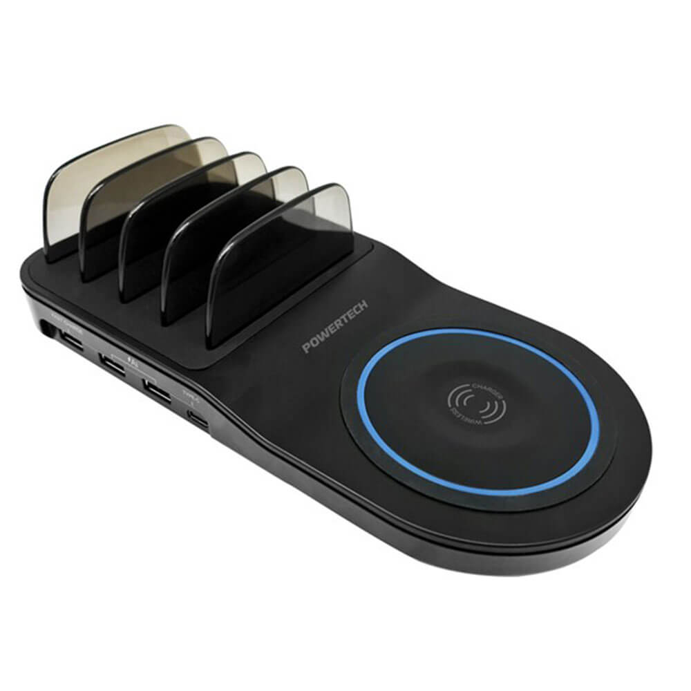 Station de charge PowerTech 4 Port USB avec chargeur sans fil