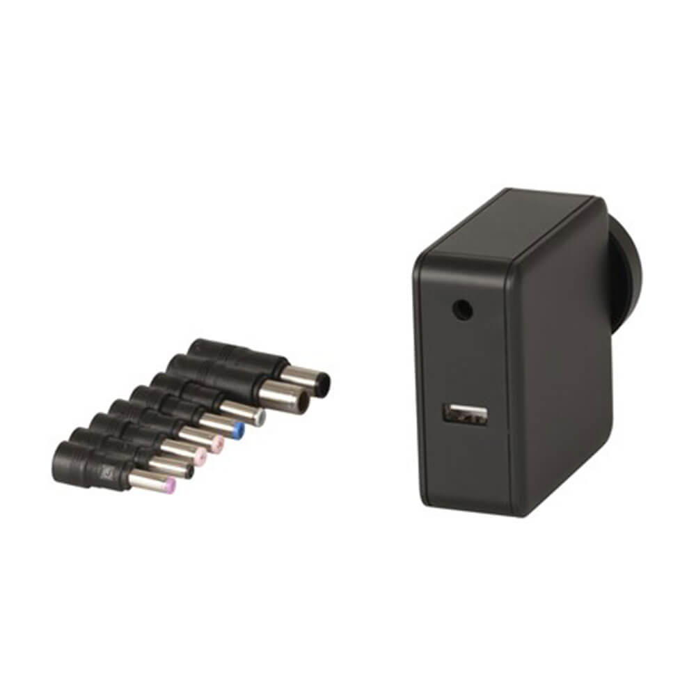 Adaptateur d'alimentation automatique compact avec socket USB (65W)