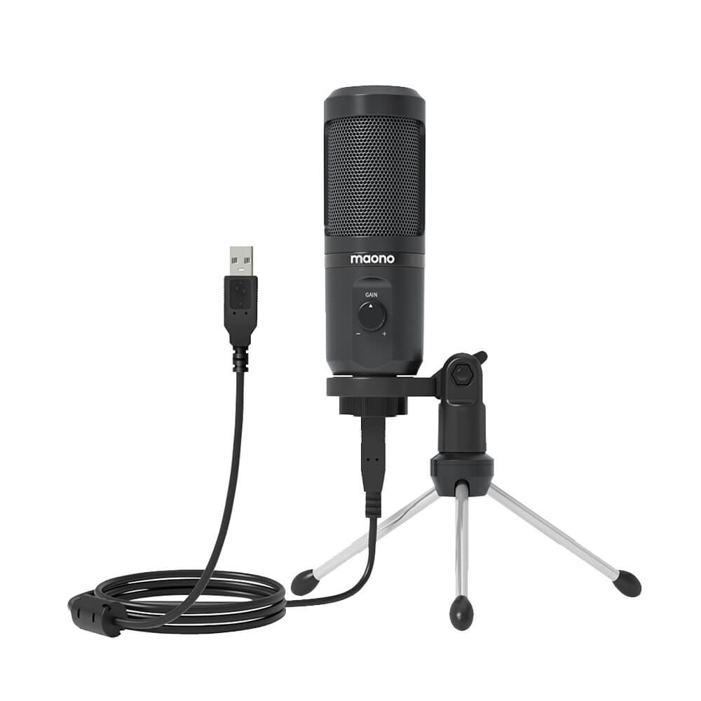 Microphone de jeu USB Maono avec contrôle du gain et trépied