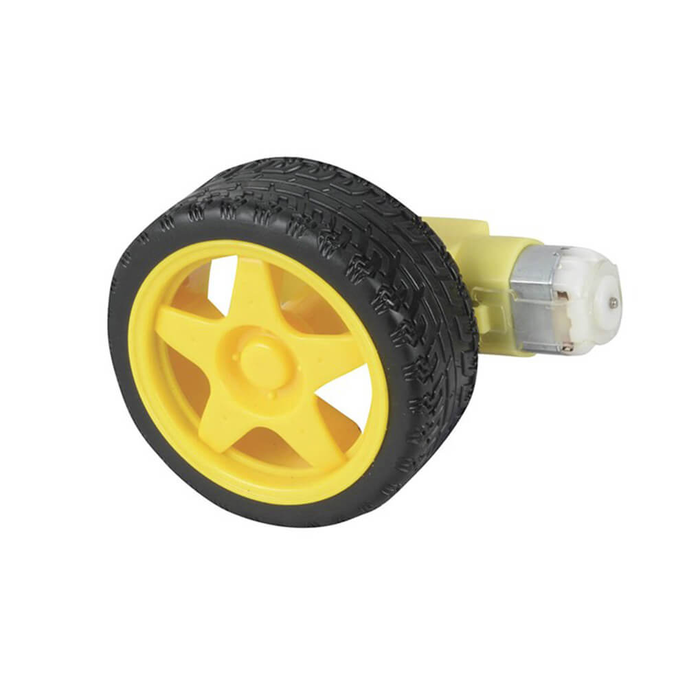 Moteur à engrenages à courant continu avec roue en caoutchouc