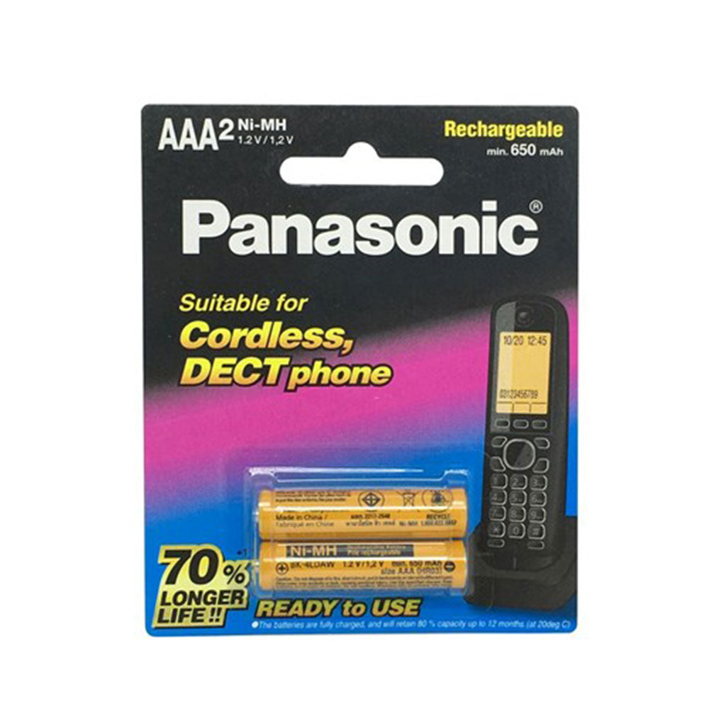 Phone sans fil Panasonic AAA NI-MH Batterie 1.2V 650mAh 2pcs