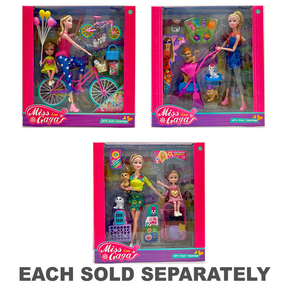 Ensemble de poupées Miss Gaga avec animaux de compagnie et accessoires