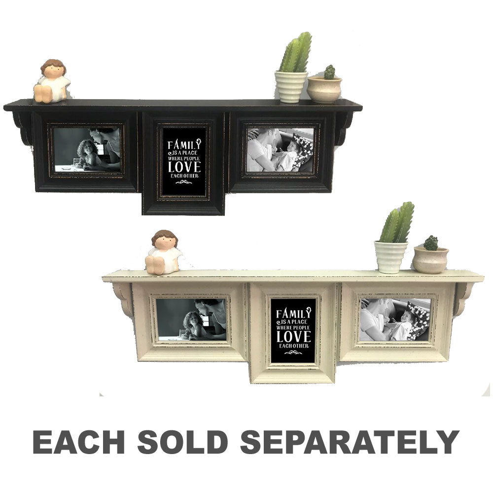 Étagère murale en bois avec 3 cadres photo (69x24.5x6,5 cm)
