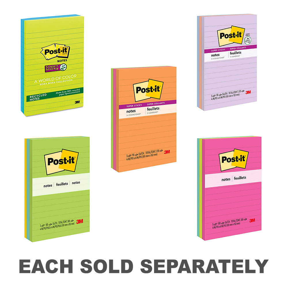 Post-it Notes 98x149mm assorties (3pk)