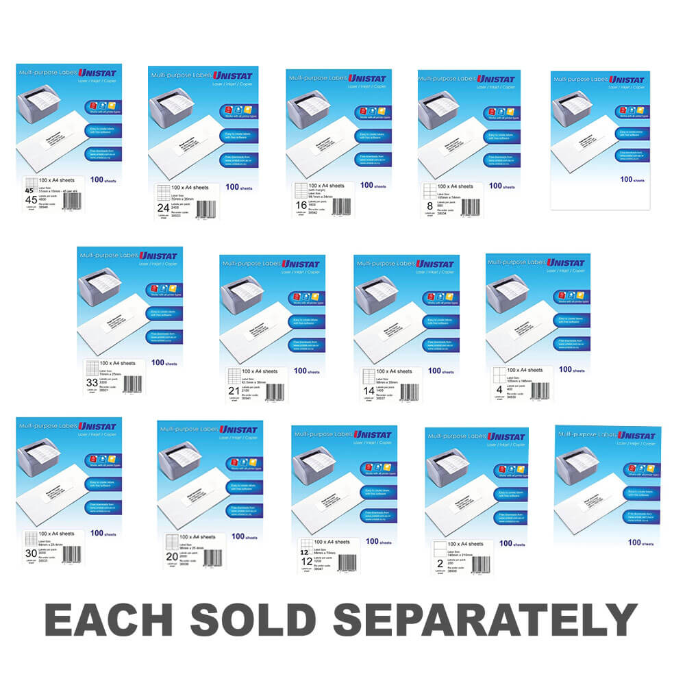 Unistat Laser / INKJet / Copier Label 100pk