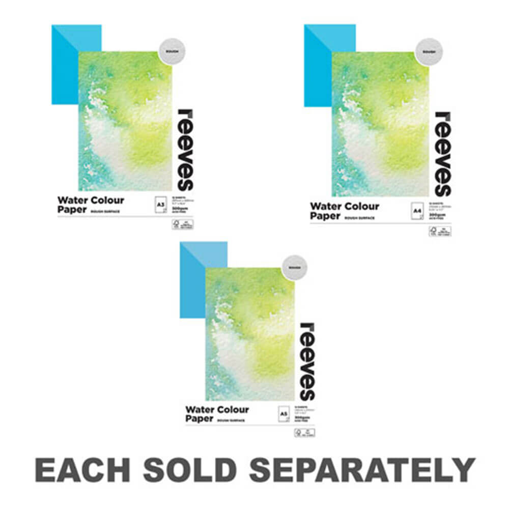 Reeves Watercolor Paper rugueux 300gsm (12 feuilles)