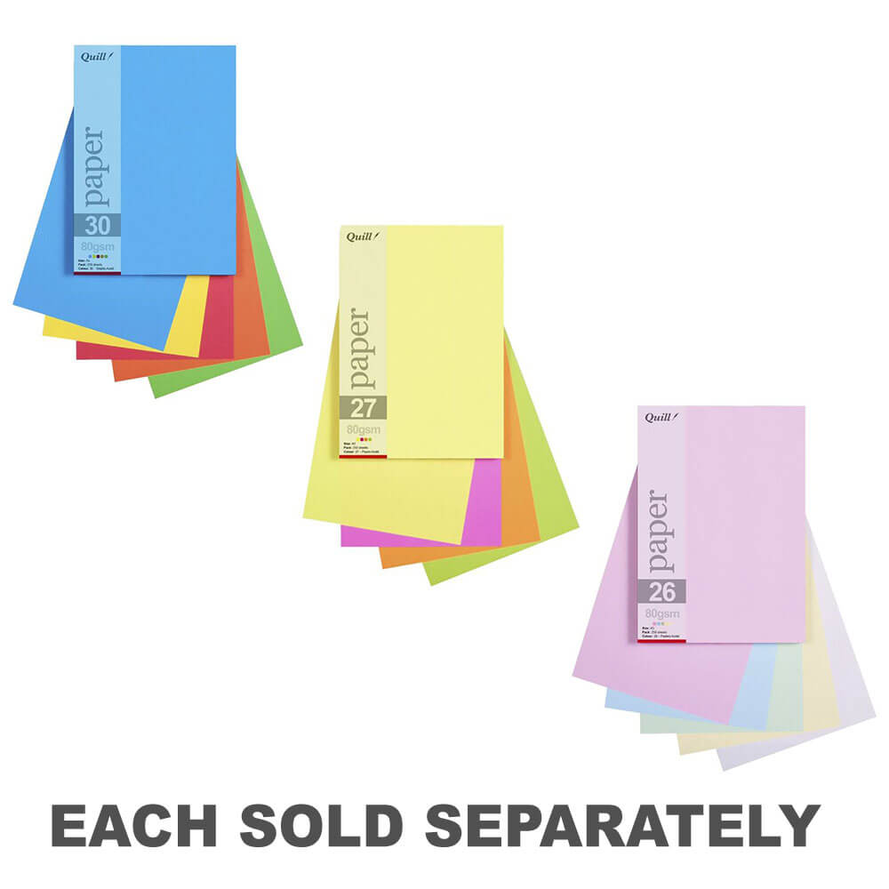 Quill Paper 80gsm A5 assorti (25pk)