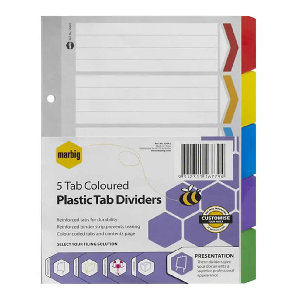 Tabs en plastique marbig manille