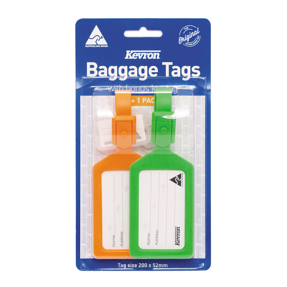 Tags de bagages Kevron avec étiquette de clé bonus (2pk)