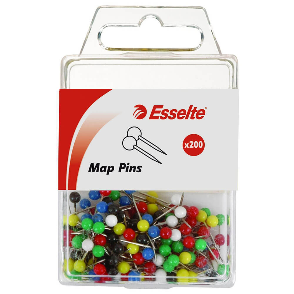 Épingles de carte Esselte 200pk 17x4 mm (couleurs assorties)