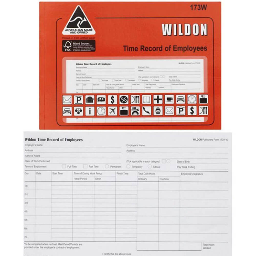 Wildon Time Record of Employing Book